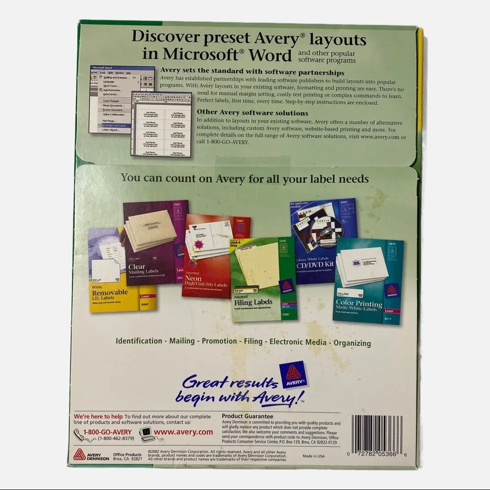 Avery White File Folder Labels 46 Full Pages 1380 1/3 Cut Labels # 5366